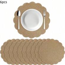 33,5 cm Rond Napperon en lin floral, tapis de table à dîner rustique de style ferme réutilisable pour mariage, fête, automne - Nude - Voir 15