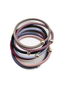 20/50/100个装 弹性简约心形多功能发圈，带金色小珠子，发绳 - 彩色 - 查看 4