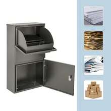 Steel Parcel Mailbox Drop-In Flap 4 Keys Freestanding 82 X 44 X 22 Cm Dark Grey - Dark Grey - View 6