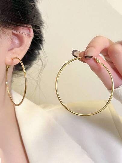 30mm, 40mm, 50mm Fashionable Hollow Geometric Hoop Earrings, Jewelry Dangle Earrings Gift For Girls