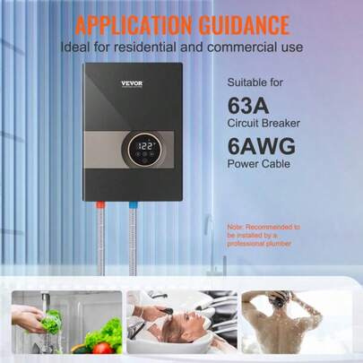 8kW Instant Tankless Water Heater – Integrated Cast Aluminum Heater, No Preheating Needed, Digital Display, ETL Certified For Kitchen Bathroom Salon