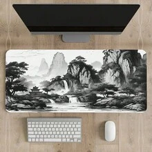 Chinese Style Landscape Mouse Pad, Large Trees And Mountain Desk Mat - Large Size Design, Suitable For Use As A Desk Mat, Study Mat, Or Keyboard Mat. Available In Various Sizes, Such As 15.7*35.4 Inches (40*90 Cm). - A - View 4
