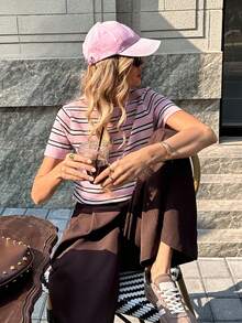 Women's New Striped Casual Short Sleeve Top - Multicolor - View 5