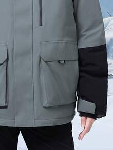 CAMEL CROWN Women's Down Jacket, Workwear Style, Goose Down, Waterproof, New Winter Style, Cold-Resistant, Warm, Hooded, Fleece-Lined, Mid-Length Parka. - Gunmetal Gray/Phantom Black - View 3