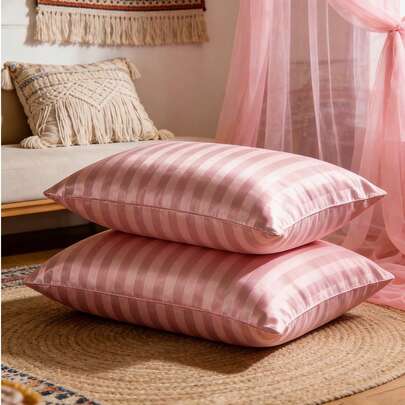 2 piezas Funda de almohada de satén de lujo, suave y transpirable, anti-arrugas, cuidado suave del cabello y la piel, mejora la calidad del sueño. Sólo funda de almohada, sin relleno, sedosa y suave, ultra suave y transpirable, lavable a máquina. Regalo ideal para familiares, amigos y viajeros. Cierre de sobre, fresco y cómodo, funda de almohada de lujo para la cama, funda de almohada de hotel ultra suave, se ajusta a camas tamaño estándar, queen, king.