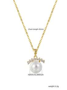 1 Elegant And Versatile Zirconia Pearl Pendant Suitable For Women's Daily Holiday Wear, Versatile And Fashionable, Can Be Given As A Gift - Pearl Necklace - View 3