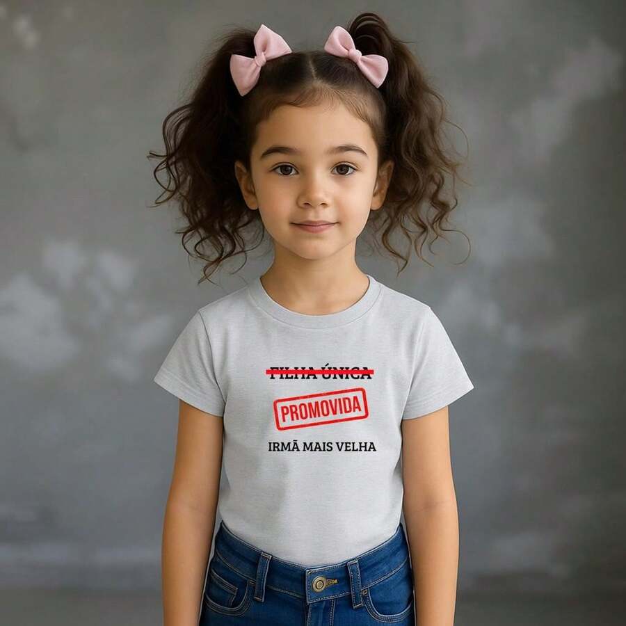 T-Shirt "Only Daughter - Promoted To Big Sister" - Children's - Grey - View 1