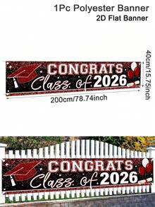 1 件大型毕业横幅，200*40 厘米，2026 届毕业生祝贺庭院标牌，适用于 2026 年毕业派对装饰，黑/红/绿/蓝金色欢迎标牌，适用于户外围栏、车库、花园、门廊背景墙、家居装饰、房间装饰，2D 平面户外悬挂横幅 - 彩色 - 查看 16