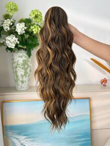 18-Inch Multi-Color Heat-Resistant Synthetic Fiber Wavy Ponytail Hair Extensions, Suitable For Women's Party And Daily Use - Multicolor - View 7