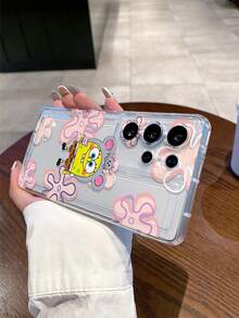 SPONGEBOB 1件装 时尚卡通创意老鼠装扮 海绵宝宝花朵图案 透气防震手机壳保护套 兼容三星/ 17/16/15/14/13/12/11 Pro Max/12 Pro/14 Plus 及其他型号 - 彩色 - 查看 3