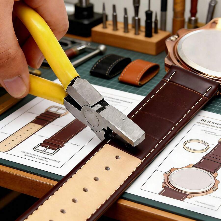 2mm Universal Handheld Watch Band Pliers Hole Punch Tool, Belt Hole Puncher For Leather Strap, Eyelet Punching Machine For DIY Crafting, Tag Puncher Tool For Watch Bands, Leather Crafting, Back To School Accessories, Durable Hole Punch Tool For Strap Adjustments - Đục lỗ - Xem 1