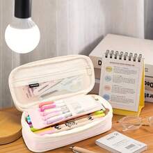 Hộp bút dung tích lớn, có thể mở rộng với nhiều ngăn và thiết kế gập gọn, hộp đựng văn phòng phẩm kẻ sọc cỡ lớn cho năm học mới, văn phòng và du lịch - Túi có khóa kéo chống nước với khe đựng bút riêng, ngăn chính rộng rãi, túi bên hông mỏng và khóa chắc chắn, hộp bút kiểu Nhật/Hàn dành cho nữ sinh và thanh thiếu niên, món quà lý tưởng cho học kỳ mùa xuân. - Nhiều màu - Xem 3