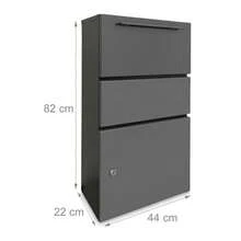 Steel Parcel Mailbox Drop-In Flap 4 Keys Freestanding 82 X 44 X 22 Cm Dark Grey - Dark Grey - View 5