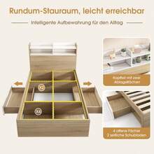 Bed Frames - Oak + White + Wood + 90cm*200cm - View 8