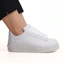 Tenis Feminino Liso Camurca Resistente Versatil e Leve Com Sola Antiderrapante Para o Dia a Dia - Branco - Visão 3