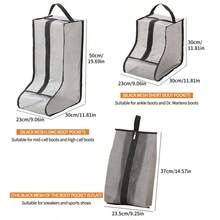 1个/2个/3个旅行鞋袋，靴子收纳袋，防尘踝靴保护袋带提手，便携式防水短靴，男女鞋履收纳整理袋（踝靴） - 棕色 - 查看 10