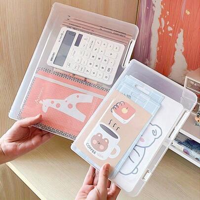 Clear Plastic File Organizer Box With Lid – Multi-Purpose Document Storage For Office, Home, Or School Use