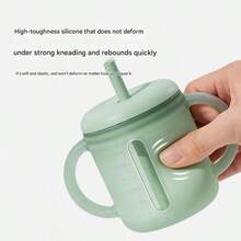 1个120毫升婴儿硅胶饮水杯，防掉落吸管训练杯，适合幼儿使用 - 薄荷綠 - 查看 2