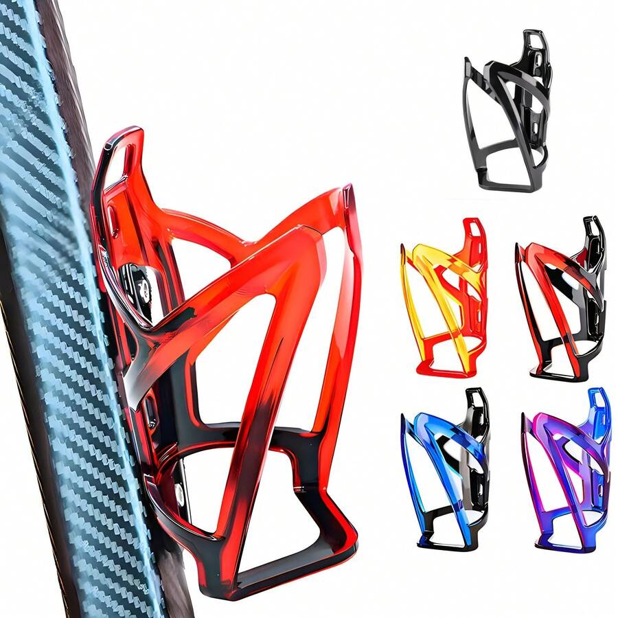 2个红/蓝/黑渐变色自行车水壶架，超轻PC材质，带螺丝和六角扳手，通用型，适用于山地车/公路车