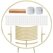 2M Round Hoop Balloon Arch Backdrop Flower Gold Display Stand Frame Wedding Hot - Gold - View 2