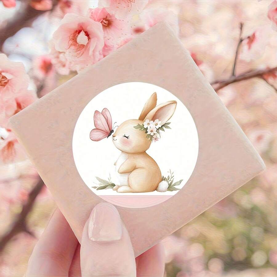 Bộ 6/30/60 miếng dán tròn đáng yêu với hình thỏ vẽ màu nước và vương miện bướm, hoàn hảo để gói quà theo chủ đề mùa xuân, trang trí theo phong cách tự nhiên, miếng dán giấy chất lượng cao phù hợp cho lễ Phục sinh, sinh nhật và đám cưới, những miếng dán dễ thương cho đêm giao thừa mùa xuân. - Nhiều màu - Xem 1