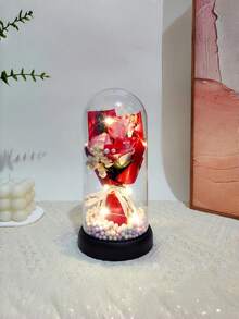 1件装人造装饰发光玫瑰花束礼盒，迷你向日葵花束，康乃馨氛围灯，郁金香人造花，永生花夜灯，创意装饰，送给她、妻子、妈妈的礼物，适合圣诞节、情人节、家居及房间装饰 - 彩色 - 查看 7