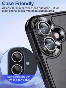 3 Stücke Diamant Schwarze Kameraobjektiv Schutzabdeckung, Gehärtetes Glas Objektivschutz, Aluminiumlegierung Objektivring Kamera Schutzhülle, Kompatibel mit IPhone 17/16/16 Plus/17 Pro Max/17 Pro/16 Pro Max/15 Pro Max/15 Pro/15/15 Plus/14 Pro Max/14/14 Pro/14 Plus/13 Pro Max/12/11 Kameraobjektiv Abdeckung, Geeignet für Handy Schutzhülle, Anwendbar für täglichen Schutz, Büro, Zuhause, Funkelnder Kristall, wasserdicht, stoßfest, kratzfest - Schwarz - Übersicht 2