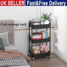 3Tier Rolling Cart Storage Trolley Kitchen Bathroom Laundry Organiser Rack Black - Black - View 4