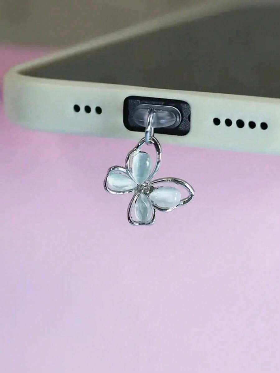 1pc Fashionable Butterfly Phone Dust Plug, Suitable As Birthday/Holiday Gift, Compatible With Type-C/Apple Interface, Cute Butterfly Dust Plug, Gift For Friends, Valentine's Day Gift, Festival Accessories Small Gift Gifts For Mother, Family, Friends, Birthday, Holiday Phone Accessories Phone Charm - Type-c - View 1