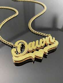 1 DIY Custom Double Welded Women's Name Necklace, Stainless Steel Heart Pendant, Thick Fei Jia Luo Chain, Customizable Name, Simple Daily Style, Keychain,  Customization, Personalized, Unique, Ideal Gift For Her, Ideal Gift For Him, For Girlfriend, Mom, Family, Friends, Daughter, Her, Grandparents, Anniversaries, Birthdays, Daily Wear, Parties, Mother's Day, Valentine's Day, Graduation Ceremonies, Weddings, Black, Silver, Gold, Fashion, Colorful, Retro, Simple, Unisex, Casual, Cute, Custom, Personalized, Unique, Ideal Gift For Him, Ideal Gift For Her, Her, Boyfriend, Girlfriend, Dad, Mom, Family, Friends, Anniversaries, Birthdays, Graduation Ceremonies, Parties, Proms - 彩色 - 查看 10