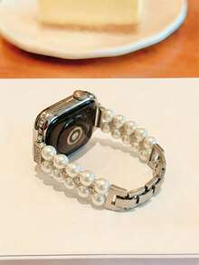 奢华珍珠钻石表带，兼容 Ultra/SE 2/SE 1/Series 11/10/9/8/7/6/5/4/3/2/1，尺寸：38/40/41/42/44/45/46/49 毫米 - 星光白 - 查看 2