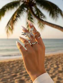 imoli 4 cái Bướm trang trí có cấu trúc vòng - Bạc - Xem 3