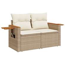 vidaXL 10-Teiliges Garten-Sofa-Set Mit Kissen In Beige Und Creme Poly-Rattan - Beige - Visualizzare 6