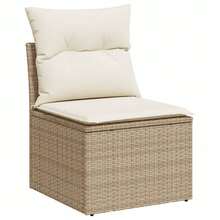 vidaXL Gartensessel Ohne Armlehnen Mit Kissen, Beige Poly Rattan - Beige - Visualizzare 2