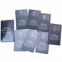 Bộ bài tiên tri Runes, bài bói toán, trí tuệ cổ xưa, hướng dẫn tâm linh, biểu tượng huyền bí, công cụ thiền định, quà tặng siêu hình. - màu đen - Xem 5