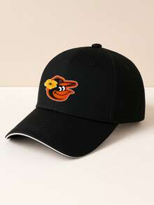 Adjustable Sandwich Baseball Cap For Men And Women Fashion Streetwear Hat With Baltimore Orioles Logo Design Classic Sporty Look Perfect For Casual Outings Outdoor Activities And Daily Wear Lightweight Breathable Material Comfort Fit For All Seasons Unisex Style Suitable For Running Hiking Travel And More - 黑色 - 查看 2