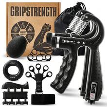 7PCS Grip Strength Trainer Kit, 2 Adjustable Forearm Resistance Grips, Finger Stretchers, Grip Ring, Hand Squeeze Ball, Finger Exercises, User Manual, Suitable For Hand Training, Suitable For Everyone. - Black - View 1