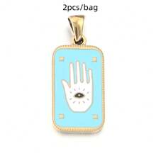 2个/包 不锈钢长方形塔罗牌吊坠,方形直立吊坠,独特小众珠宝配件,DIY珠宝制作组件 - 彩色 - 查看 9