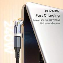 Adaptor USB-C Pengisian Cepat Wowssyo Dapat Diputar 540° 240W Mendukung Transfer Data Kecepatan Tinggi USB 3.1 Konverter Type-C Male ke Female dengan Indikator LED Adaptor Type-C OTG untuk Laptop, Tablet, dan Smartphone Hadiah Ulang Tahun Musim Semi - MultiWarna - View 8