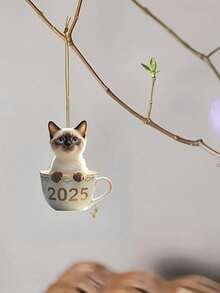 1 Piece 2D Flat Charming Siamese Cat Acrylic Pendant -2D Flat Decoration With Blue Eyes And White Fur, Perfect For Car Rearview Mirror Suspension Decoration, Home, Garden, And Keychain Decoration, Cat Enthusiast Gift Backpack - 1pc - View 5