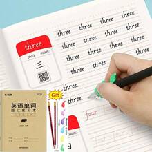Cuaderno de trabajo para practicar el vocabulario en inglés de 2do grado de primaria con fuente en cursiva + regalo (2 lápices, 1 agarre de lápiz de color aleatorio) - Granate - Ver 8