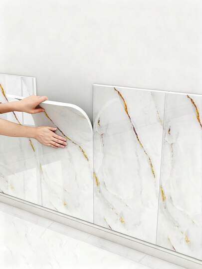 10 piezas Paneles de pared de mármol 3D, papel tapiz autoadhesivo de IXPE reforzado, resistente al agua y fácil de limpiar, resistente a arañazos y al desgaste, fácil de instalar y desmontar, adhesivos de pared para renovación, adecuados para decoración en salas de estar, baños, cocinas, oficinas y dormitorios
