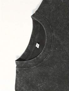 230g Washed, Profitable Cat Print T-Shirt, High-Quality Wax Printed Cotton Retro Fashion Brand T-Shirt, Men's T-Shirt, Beach Essential, Men's Summer Outfit Summer T-Shirt, Holiday Gift, Perfect Gift - 黑色 - 查看 5