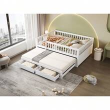 Bed Frames - White + Wood + 140cm*200cm - View 10