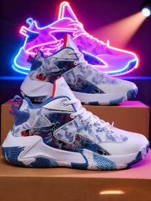 All-Season Campus Style Basketball Boots, Basketball Training Shoes For Students, Basketball Competition Shoes, Wear-Resistant Sole - Blue - View 4