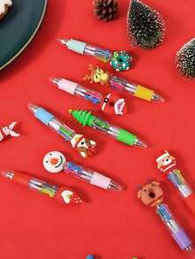Christmas Multicolor Ballpoint Pens, Christmas Ballpoint Pens, Creative Cute Christmas Neutral Pens, Vibrant Assorted Colors With Santa, Reindeer & Snowman Toppers, Retractable 4-Color Ink, Durable ABS Body, Ideal For Holiday Journaling & Gift Giving, Holiday Party SchoolSupplies StudentsRewards Christmas Gifts Christmas Stationery Gift Water Pen Christmas(Random Pattern) - 1pcs顏色隨機 - 查看 6