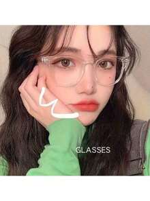 1 Piece Of Fashionable Men's And Women's Blackout Glasses - Transparent Square Frame, Suitable For Computers, Televisions, And Mobile Games, Designed In Korean Style For Both Men And Women - 無色 - 查看 4