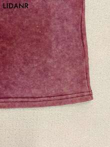 LIDANR 1PC Marcus The Worms Women's Vintage Marcus The Worms Print T-Shirt - Distressed Short-Sleeve Round Neck Casual Top, Machine Washable Casual Attire & Gift Idea, Spring Summer Collection (Worm Design) - Ideal For Hermen's Clothes Shirts - [紅色的] - 查看 3