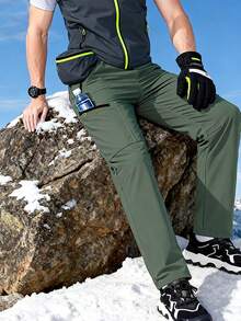 Hidkat Men's Lightweight Straight Leg Pants, Boyfriend Style Zipper Pockets, Comfortable - Green - View 5