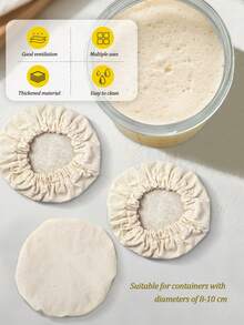 4pcs Reusable Linen Fermentation Jar Covers With Thermometer And Timer, Suitable For 3-4 Inch Mason Jar Containers - White - View 5